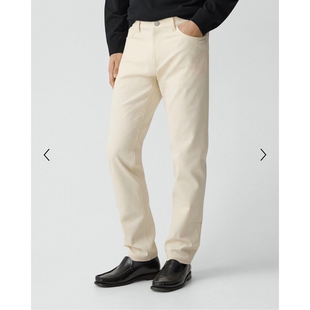 Theory Raffi Neoteric Twill Slim Straight Pants Cream Off-White Size 32